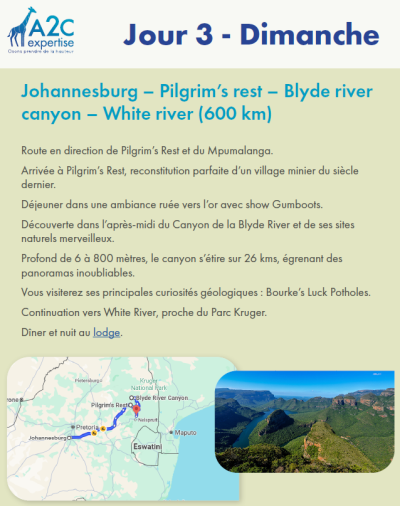 Pilgrim'rest / Blyde river canyon / White river